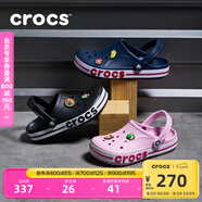 卡駱馳crocs七夕情人節禮物洞洞鞋貝雅卡駱班輕便耐磨一腳蹬休閑鞋|205089 黑色/白色-066 41 /42(260mm)