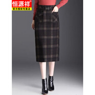 恒源祥25新款春秋季高端時(shí)尚格子包臀裙半身裙女秋冬季高腰顯瘦時(shí)尚中長 紅格-后松緊/裙長73cm M 2尺腰-穿95斤左右