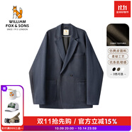 William fox&sons威廉?？怂狗瞒淦そq小西服男輕商務(wù)復(fù)古寬松易打理便西休閑西裝男 藏青色（雙排扣） S /46