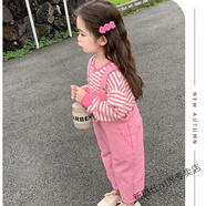 格素凡女童秋裝背帶褲套裝2025新款時(shí)髦洋氣童裝兒童褲子女寶寶秋季衣服 上衣加背帶褲 130 身高125-130