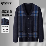 寶財(cái)羊中老年針織開(kāi)衫男春秋季爸爸裝長(zhǎng)袖馬甲加厚毛衣外套老人爺爺衣服