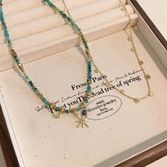 美麗公主（Beautiful princess ）疊戴串珠復古項鏈女波西米亞太 復古圓片+串珠太陽(yáng)花項鏈【2件套】