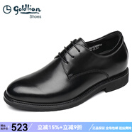 金利來（Goldlion）男鞋新款商務(wù)正裝系帶皮鞋男隱形內(nèi)增高小碼男士系帶婚鞋36 37碼 黑色 38-比國(guó)內(nèi)品牌皮鞋偏大一碼