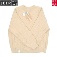 JEEP SPIRIT重磅麻花織醇厚日系文藝復(fù)古懷舊色粗針毛衣休閑寬松咔嘰長袖衫男 5027杏色 M 建議(100-120)