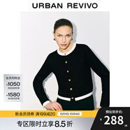 UR秋季新款女裝法式氣質(zhì)小香紐扣口袋針織開(kāi)衫UWM940029 黑色 M