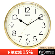SEIKO日本精工時鐘客廳掛鐘掛墻石英鐘中式輕奢鐘表創(chuàng)意現(xiàn)代簡約免打孔 QXA001G/電鍍邊框