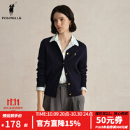 POLOWALK針織衫女打底衫內(nèi)搭春秋款絞花針織開衫春裝外套韓系女裝毛衣夾 藏青 M (160)