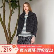 S.DEER圣迪奧女裝時尚休閑高領(lǐng)仿羊羔毛短款外套S21462206 德國灰/87 L/170