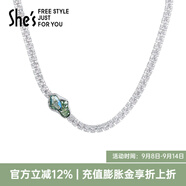 She's茜子【明星同款】莫奈印象項(xiàng)鏈氣質(zhì)耳環(huán)耳釘鎖骨鏈套裝教師節(jié)禮物 藍(lán)色項(xiàng)鏈C0