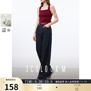 三彩2025秋款原色牛仔褲撞色壓線(xiàn)中腰寬松直筒闊腿褲休閑M 海軍藍 L 165/72A