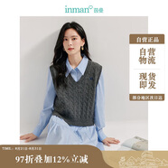 茵曼老錢風(fēng)麻花羊毛衫2025秋季女裝百搭馬甲通勤毛衣外套 蒼灰 M