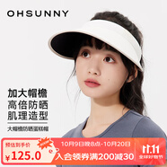 OhSunny防曬帽女春夏大檐防紫外線防曬發(fā)箍蛋糕帽空頂太陽帽子 椰奶白 均碼