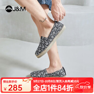 快樂(lè )瑪麗（J&M）休閑漁夫鞋子男士春夏2025新款平底帆布百搭透氣潮流懶人一腳蹬 黑色 42 260mm