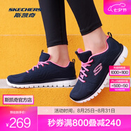 斯凱奇（Skechers）鞋運(yùn)動鞋女款透氣跑步鞋媽媽鞋健步鞋輕便慢跑鞋子夏季 12615-NVHP 海軍藍(lán)色/桃紅色 36