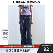 UR2025秋季新款女裝松緊腰抽繩寬松微褶束腳褲UYY650022 深灰 M