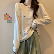 小紅書(shū)爆款品牌折扣女裝大碼胖mm顯瘦薄款長(cháng)袖毛衣秋冬洋派內搭針 白色[洋派減齡百搭] L100120斤 均碼