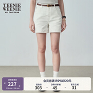 Teenie Weenie小熊女裝夏季簡約時尚牛仔短褲時尚高腰褲子女韓版 白色 L (170)