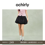 歐時力OCHIRLY 印花蓬蓬裙褲裙a字半身裙短裙顯瘦2025夏季新品 黑色 XS