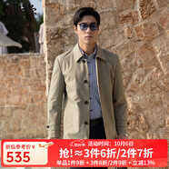 雅戈爾（YOUNGOR）風(fēng)衣男翻領(lǐng)單風(fēng)衣錦綸耐穿舒適透氣男士上衣外套 GYDF424995YQA卡其 XL 180/100A