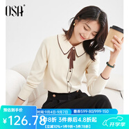 歐莎（OSA）千金小香風減齡內(nèi)搭娃娃領針織衫2025秋新款打底衫毛衣女上衣氣質 杏色A M