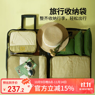 M Square旅行收納袋行李箱內(nèi)收納包7件套衣服內(nèi)衣鞋子鞋袋鞋包 挪威森綠