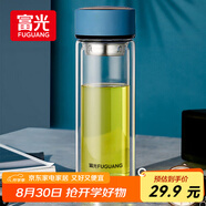 富光男女士雙層玻璃杯 高硼硅玻璃304茶隔水杯子 帶茶隔泡茶杯400ml