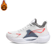 逸兮冬季籃球鞋男女中學(xué)生防滑減震運動(dòng)鞋加絨保暖耐磨戰靴 白紅 36