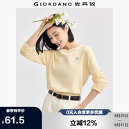 佐丹奴長袖T恤女純棉打底衫甜美花朵刺繡圓領(lǐng)套頭衫13324792