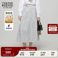 Teenie Weenie【亞麻】小熊女裝半身裙秋季新款時尚豎條紋裙子長裙 條紋 L