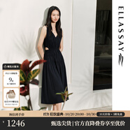 歌力思（ELLASSAY）博主同款夏季新款赫本風(fēng)小黑裙法式高級(jí)收腰吊帶連衣裙女Y004 藏藍(lán)色2 M