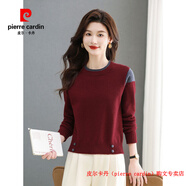 皮爾卡丹（pierre cardin）設(shè)計(jì)感短款高腰毛衣女士打底羊毛衫秋冬新款加厚顯瘦圓領(lǐng)紅色上衣 紅色 S