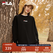 FILA 斐樂女裝衛(wèi)衣男女同款套頭衛(wèi)衣秋冬情侶款休閑加絨保暖長袖上衣 正黑色-BK 2XL 185/104A/XXL