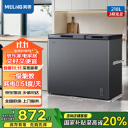 美菱（MeiLing）冰柜218升臥式家用商用冷藏冷凍兩門雙溫薄小型冷柜一級能效頂開雙開門保鮮大容量小冰箱電冰柜 BCD-218DTCX星空灰 218L