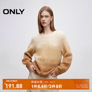 ONLY秋冬柔軟舒適漸變燈籠袖圓領毛衣針織衫女|124313008 C12 沙色 S (160) 80A