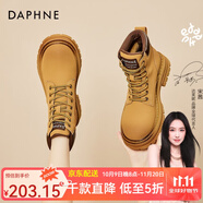 達芙妮（DAPHNE）大黃蜂馬丁靴女英倫風休閑短靴大黃靴厚底加絨2025秋冬 黃色【加絨】跟高4.3cm 37 (235mm) 標準碼
