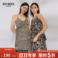 深呼吸DEEP BREATH女裝復(fù)古吊帶連衣裙收腰蛋糕短裙A500135 豹紋 S (2碼)