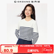 佐丹奴T恤女純棉條紋海軍風(fēng)海魂衫開(kāi)叉下擺圓領(lǐng)長(zhǎng)袖t恤女13322802