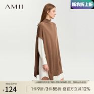 AMII七夕禮物2025秋新款時(shí)髦溫暖氣質(zhì)開(kāi)叉高領(lǐng)披肩式毛衣女寬松長(cháng)款上 咖色 F