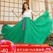 梵奧格（FANAOGE）540度大擺雙層舞蹈雪紡半身裙女夏雙面大擺雪紡裙跳舞裙兩面雙色 綠+玫紅色 均碼 裙長85 適合身高155-160