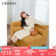 lagogo【抗起球】半拉鏈針織連衣裙女拉谷谷2024年冬新款中長(zhǎng)裙 米色 XL (170)