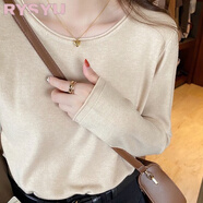 RYSYU打底衫女2025新款秋冬小香風(fēng)內搭寬松毛衣長(cháng)袖針織衫黑色低領(lǐng)上衣 燕麥色 M (90-105)