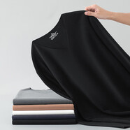 南極人雙面德絨長(cháng)袖t恤男士?jì)纫耉領(lǐng)打底衣冬季無(wú)痕保暖防寒發(fā)熱內穿秋衣 WH05[V領(lǐng)上衣]黑色 L