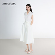 哥弟（GIRDEAR）女裝夏裝裙子時(shí)尚百搭高級小蓋袖初戀式系腰氣質(zhì)連衣裙150003 光學(xué)白 M