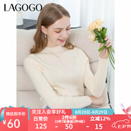 lagogo多巴胺多色修身軟糯針織衫女拉谷谷2024冬新款半高領(lǐng)打底衫 米色(T2) M 160/38