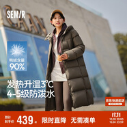 森馬（Semir）90%鴨絨羽絨服女長款寬松顯瘦冬季輕暖連帽外套防水109725113001