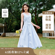 茵曼（INMAN）歐若風(fēng)無(wú)袖連衣裙2025夏季女裝新款a字背心裙 迷霧藍-W18528546 M
