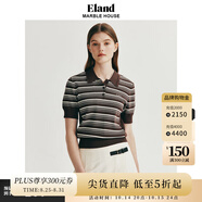 ELAND衣戀短袖毛衣女POLO領(lǐng)收腰短款條紋針織T恤夏季新款 棕色(85)Brown S 160