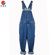 爵思朗老友記同款背背褲男士牛仔背帶褲大碼連體褲寬松工裝褲美式休閑 藍色 34