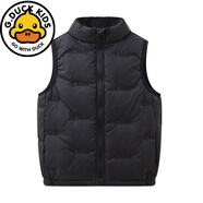 G.duck小黃鴨兒童白鴨絨羽絨馬甲中大童秋冬季立領(lǐng)保暖內膽馬夾男女外套 黑色 110 (專(zhuān)柜品質(zhì))