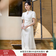 香影新中式國風(fēng)立領(lǐng)連衣裙女2025夏季新款改良旗袍風(fēng)白色提花裙子 米白1L65S790 水滴款 花卉暈染 M 160/84A/95-110斤